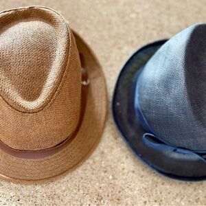 Stylish Tan and Gray Fedora Hat Set